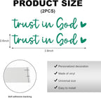 2PCS Trust in God Rearview Mirror Decals, Automotive Vinyl Rear View Mirror Decorative Stickers, Waterproof Trust in God Stickers for Car Truck Laptop, Car Accessories (Green)