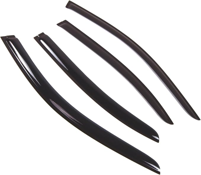 WD2-509 Dark Smoke 4 Pcs Set Window Visor (Outside Mount) Deflector Rain Guard Compatible with 2003-2009 Mercedes-Benz E320 E350 E500