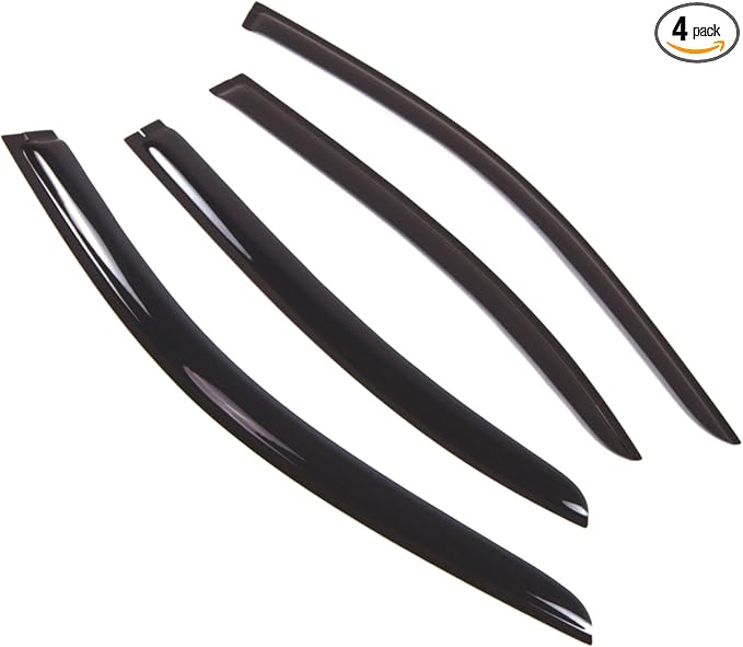 Outside Mount Window Vent Visors Rain Guards Compatible with Mercedes E320 E350 E500 2003-2009 | Side Window Wind Deflectors Rain Shields | Smoke Tinted, 4 Pcs Set, DGWV-509