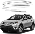 AUTOCLOVER Tape-On Rain Guards Window Visors 6 Pcs Set for Toyota Rav4 2013 2014 2015 2016 2017 2018 / Window Deflectors, Out-Channel Vent Shades (Chrome)