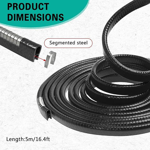 16.4ft (5m) Car Door Edge Guards, Car Door Protector, No-Glue Required Rubber Seal U Shape Automotive Door Entry Guard, Auto Door Edge Molding Protection for Most Vehicles (Black, 16.4Ft)