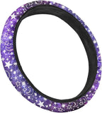 Purple Gradient Moon Star Pattern Car Steering Wheel Cover, 15 inches, Universal Fit for Car, SUV, Van, RV, Easy to Install, Anti-Slip Design