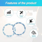 Car Bling Crystal Rhinestone Engine Start Ring Stickers, 1 Single Drainage Drill and 1 Double Drainage Drill Car Start Button Cover, Key Ignition Knob Bling Ring Decals, Car Accessories(Set Blue)