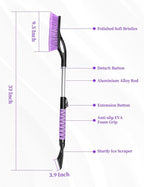 Ice Scraper and Brush for Car, Extendable Snow Brush and Ice Scraper for Car Windshield Window, Car Snow Scraper and Brush with Foam Grip for SUV Truck Automobile Vehicle - Purple
