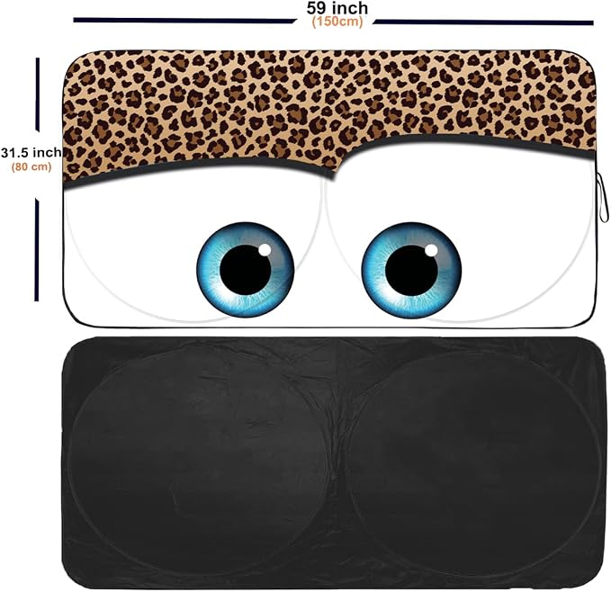 Windshield Sun Shades Car Sun Shade Protector Blocks UV Rays for Full-Size Sedan & SUV, Mid-Size SUV, Sports Cars, Wagon and Mid-Size Pickup Truck Car Accessories(Leopard Eyes,S)