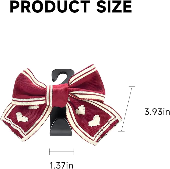 2PCS Car Seat Hooks, Cute Bow Car Seat Headrest Hooks for Purses, Bags, Umbrella, Universal Automotive Interior Decoration Accessoriesl for Vehicle, SUV, Sedan, Truck (Red Heart)