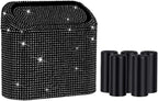 Car Trash Can with Lid, Bling Crystal Mini Vehicle Trash Bin Car Dustbin Garbage Organizer, Automotive Garbage Can Bin Trash Container for Auto Cars, Home, Office - Black