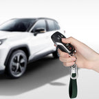 Genuine Leather Car Keychain,Universal Heavy Duty Metal Key Chain Accessories,Car Fob Key Keychain Holder with 360 Degree Rotatable Snap Swivel and Anti-Lost D-Ring for Men Women(Dark Green)