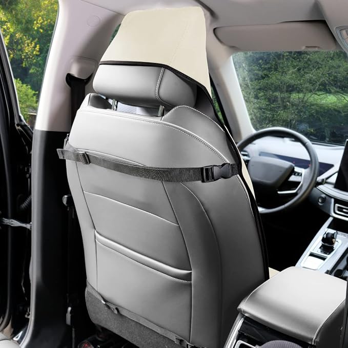 Premium Waterproof Seat Cover Towel Protector Neoprene Universal Fit, Upgraded 100% Washable & Removable Non-Slip Sweat Carseat Towel Covers, Perfect for Gym/Yoga/Workout（Beige,2PCS