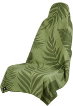 Car Seat Towel Cover - Sweat Absorbing Microfiber Towel for Car Seat After Gym, Workout & Beach - Washable Seat Protector, Universal Fit for Cars, Trucks, SUVs - Olive Palm