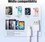 2Pack 6ft Car Carplay Cable for Apple iPhone 17 Pro Max/17 Air/16 Pro/15 Plus, Long USB A to USB C Carplay Charger Cord, iPad Pro 12.9/11,10th, Air 5th/ 4th,iPad mini 6th Gen Charging Cable 6 Feet