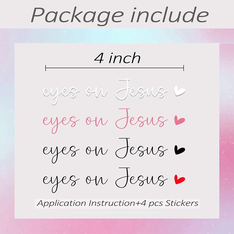 4 x Eyes On Jesus Rearview Mirror Decal,Automotive Rear View Mirror Sticker,Car Windshield Stickers,Jesus Car Window Decal,Tumblers Bumper Water Bottle Stickers Laptop Decal,Car Accessories For Women