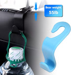 Car Back Seat Headrest Hooks, 4PCS Vehicle Backseat Storage Organizer Hanger, Multifunctional Auto Headrest Hidden Hook Universal for Handbag Purse Backpacks Bags (Light Blue)