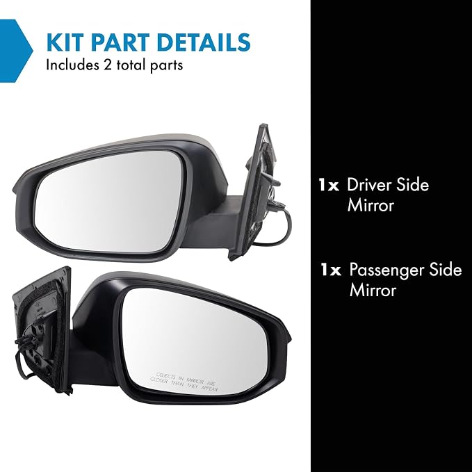 2 Piece Driver and Passenger Side Mirror Assembly Set Electric Adjustment Non-Heated No Memory Textured Compatible with 2013-2015 Toyota RAV4 TO1320309 TO1321309