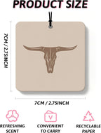 Boho Beige Western Orange Car Air Freshener 4 Pcs, Preppy Cow Skull Cactus Cowgirls Boots Square Hanging Air Freshener for Closet Drawer Books, Western Car Accessories Mirror Decor for Women