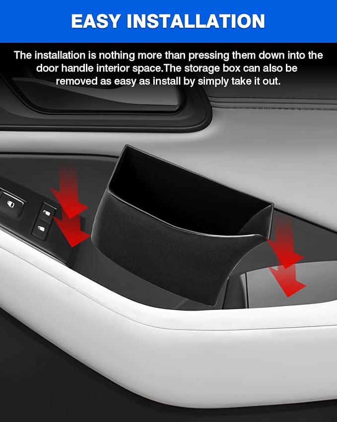 Door Side Storage Box for 2021-2025 Nissan Rogue Accessories Door Organizer Handle Pocket Insert Tray Copilot Armrest Phone Container with Black Mat(Note:Just Fit Copilot Passenger Seat Only)