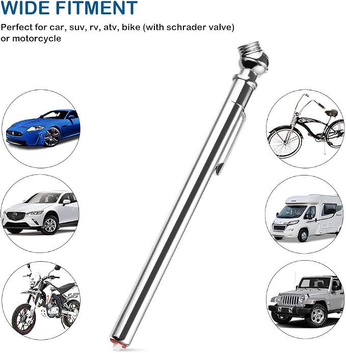 CZC AUTO Tire Pressure Gauge Heavy Duty Mechanical Air Gauge Stainless Stem Single Chuck with Pocket Clip for Truck Motorcycle Bike Car RV SUV ATV, 5-50PSI 30-350KPa (2 Pack)