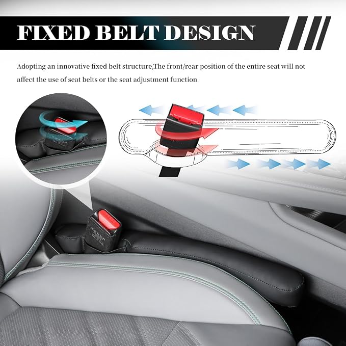 2PCS Car Seat Gap Filler Strip,Anti-Drop Car Seat Gap Plug with Fixing Ring for Filling Gaps Between Consoles and Seats,in Between Cars Seats Catcher Cars Interior Accessories