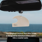 Hanging Car Air Freshener | Tropical Beach Coconut Surf Wax Scent Mini Wave | Long Lasting Car Freshener, Closet and Beyond | Made In USA | 3 Pack (White)