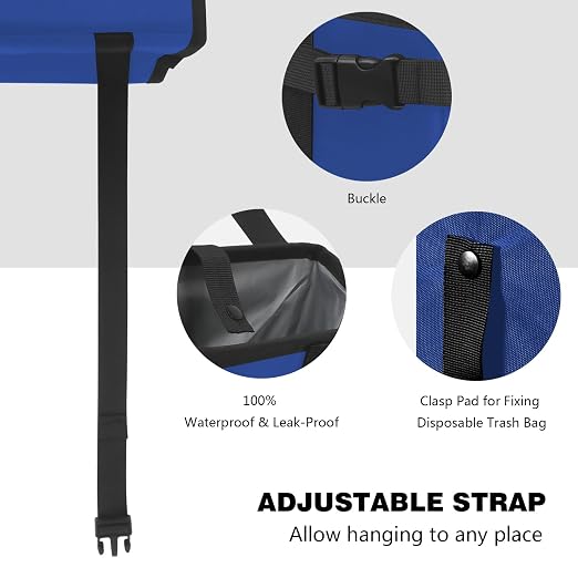 Car Trash Can, Leak-Proof Waterproof Trash Bin Collapsible Portable Auto Garbage Bag Large Capacity Trashcan Storage Bag Multipurpose Car Organizer Hanging (Blue)