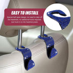 2 Pack Car Hooks, Bling Rhinestones Crystal Hooks, Auto Seat Back Organizers, Car Decorations Backseat Hanger, Car Seat Hooks Perfect for Holding Handbags, Clothes, Purses and Water Bottles