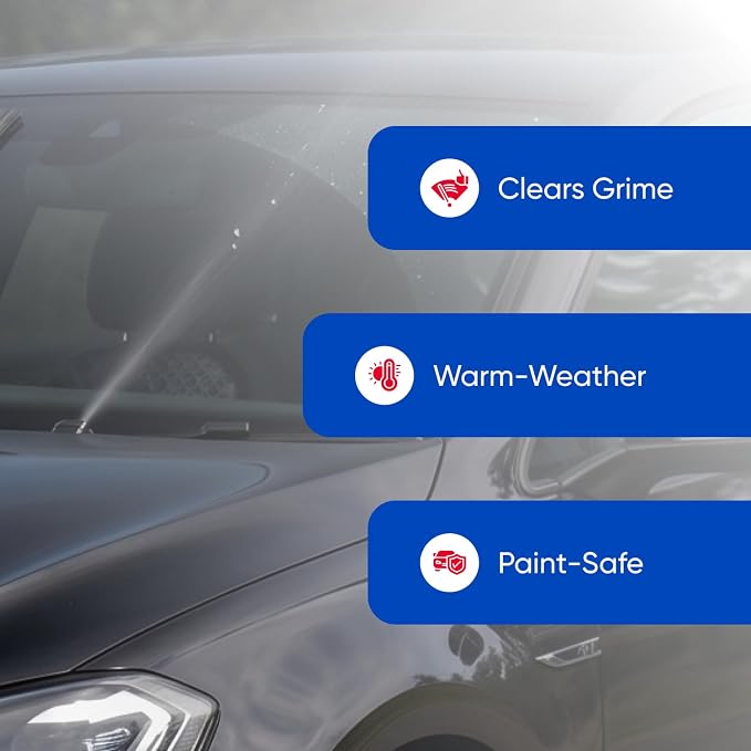 Windshield Washer Fluid Ready to Use Formula - 1 Gallon, Pre-Mixed, Streak-Free Cleanliness, 2-In-1 Removes Bugs & Tar