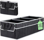 Trunk Organizer for Car, SUV Trunk Organizer, 12 Pockets, Non-Slip Bottom, Sturdy Oxford Car Organizer for Sedans, Van, Jeep, Grocery, Large 3 Compartments, Black Gray, 32"×13"×10.6"