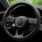 YHONGJT Soft Microfiber Leather Anti-Slip Car Steering Wheel Cover, Universal Fit 15 Inch for Women Girls, Fit Vehicles, Sedans, SUVS, Vans, Trucks - Black