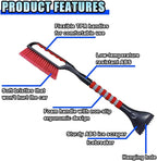 26.4" Ice Scraper and Snow Brush for Car Windshield, 2 in 1 Winter Detachable Window Deicer with Foam Grip, Snow and Ice Removal Tool Accessories for Car, SUV, Truck (Red)