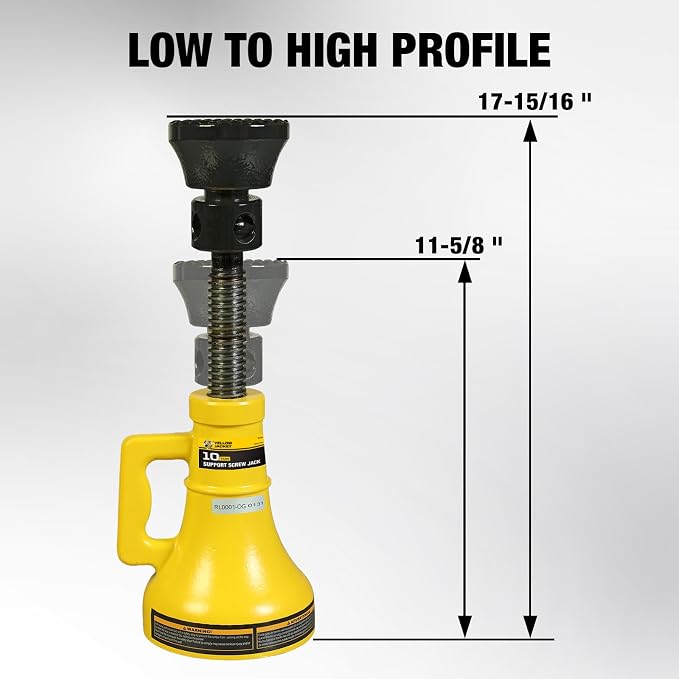 10 Ton Professional Car Support Screw Jack for House Construction Bridge Stabilization, Yellow (20,000 LBs)