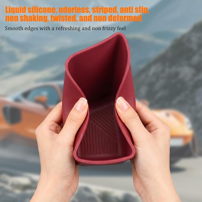 Car Trash Can, Silicone Portable Vehicle Side Door Garbage Container Trash Bin, Multifunctional Auto Interior Dustbin Garbage Can Storage Organizer, Universal Fit (Left/Red)