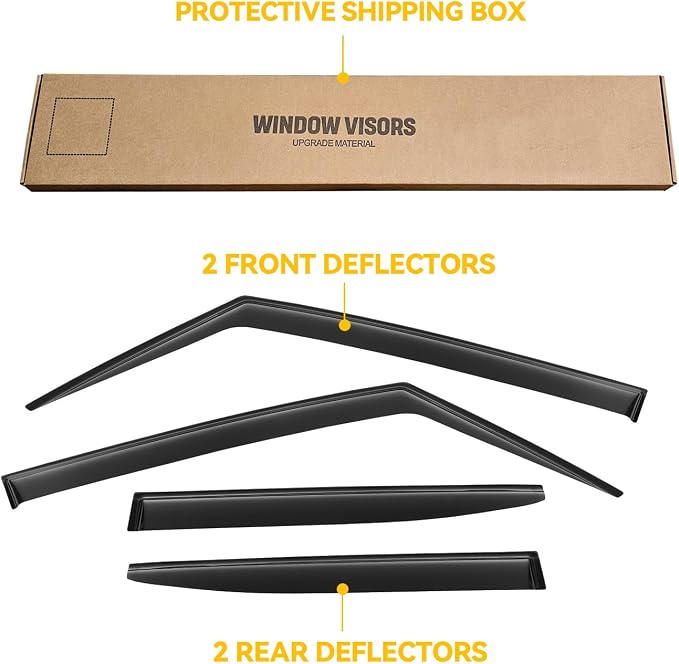Window Visors for Jeep Renegade 2015-2024, Rain Guards Shields Vent Deflector Shade Dark Smoke 2016 2017 2018 2019 2020 2021 2022, Tape-On, 4PCS