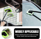 Car Windshield Cleaning Tool, Microfiber Auto Window Cleaner with 4 Cloth Pads & Long Handle, Reusable Window Cleaning Tool Kit for RV SUV Truck, Car Accessories (Green)