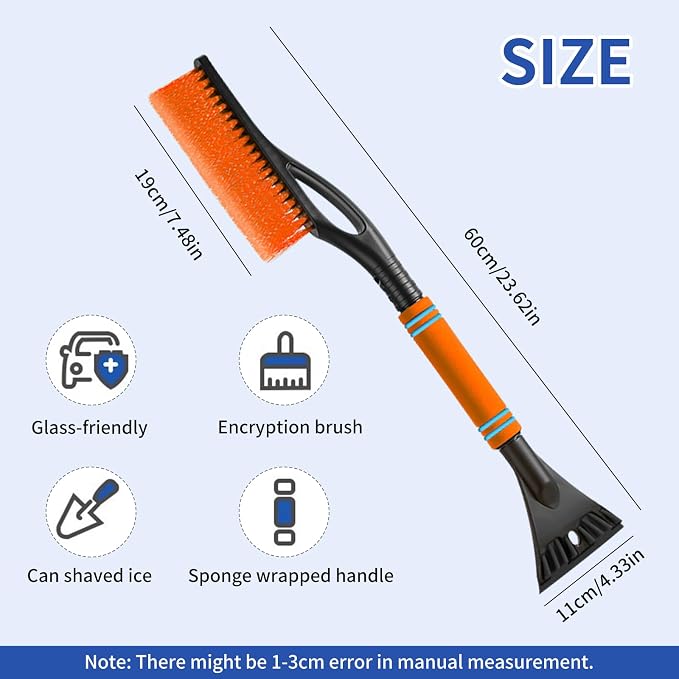 26.7" Snow Brush & Ice Scraper for Car Windshield, Snow Brush with Squeegee, Detachable Snow Removal Tool with Comfortable Ergonomic Foam Grip for Cars, Suvs, Trucks, RVs