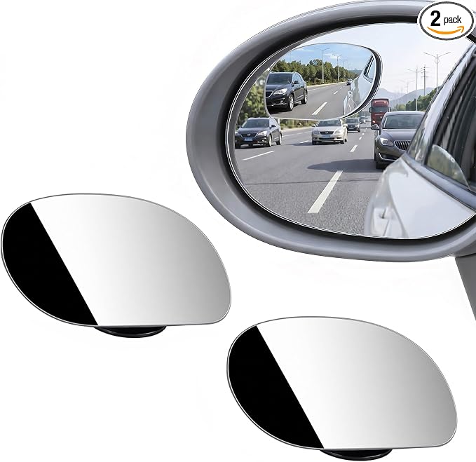 Blind Spot Mirrors 2 Pack, HD Glass Frameless Convex Side Mirror, Wide Angle Adjustable Stick On Blindspot Mirror for Car SUV Trucks, Universal Rear View Mirror Accessories, Oval