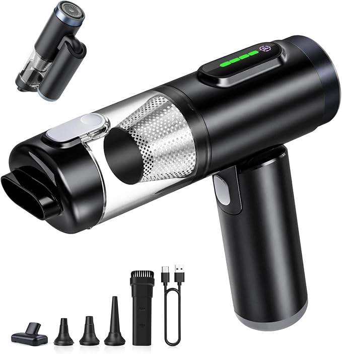 Handheld Car Vacuum Cleaner, Cordless with Brushless Motor, 120W, 3-in-1 Vacuum, Blow and Inflate, Multiple Nozzle Attachments