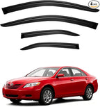 Window Visors for 2007-2011 Toyota Camry, Rain Guards Shields Vent Deflector Shade Dark Smoke 07 2008 2009 2010 11, Tape-On, Smoke 4PCS