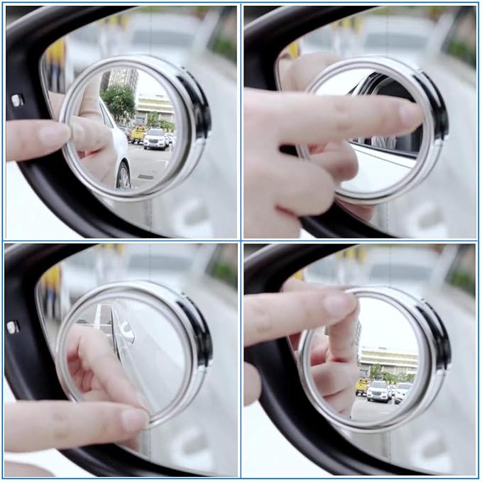 2PCS Mini Small Blind Spot Mirror,Yusheng 1.57"(40mm) Smaller Round HD Glass Convex Rear View Mirror,Strong Adhesive Mirror for Car, Vehicles(1-9/16"(40mm), Silver frame)