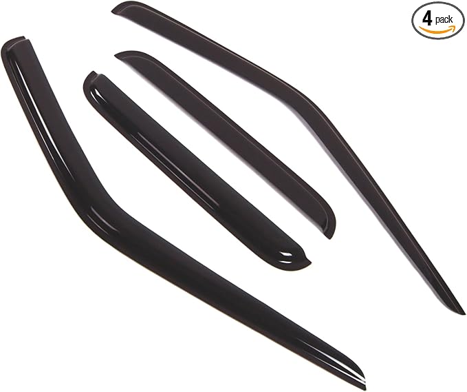 Outside Mount Window Vent Visors Rain Guards Compatible with Nissan Frontier Crew Cab 2000-2004 | Side Window Wind Deflectors Rain Shields | Smoke Tinted, 4 Pcs Set, DGWV-339