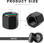 4 PCS Tire Valve Stem Caps, Cute Cow Print Airtight Dust Proof Tire Valve Covers, Corrosion Resistant Aluminum Wheel Stem Caps for Cars, Trucks, SUVs (Colourful Flag)
