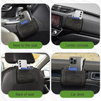 Car Seat Side Pocket Organizer, PU Leather Car Seat Gap Filler Bag, Car Seat Pocket Storage Bag for Phone, Keys, Sunglass, Wallet, Car Organizer Accessories for Seat, Door, Window (Black)