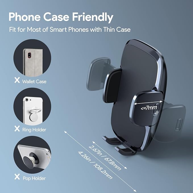 GUWEZ Phone Mount for Car Holder 6.2IN Windshield Dashboard Mounting Kits [Washable Strong Suction Cup] Cell Phone Holder Car Mounts for All iPhone Android Smartphone