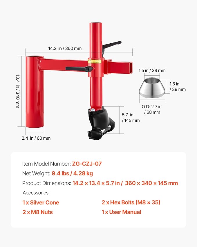 Manual Tire Changer Duck Head Kit with Silver Cone, Fit for 16"-21" Wheels, Heavy Duty Manual Tire Changer Duck Head Adapter Kit, Mounting and Demounting Tool for Most Cars, SUVs, Trucks, ATVs