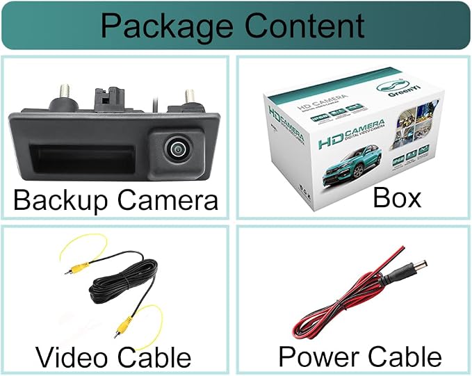 HD 720P Vehicle Backup Camera for Audi A4L A5 A3 Q3 Q5 RS6 for VW Passat Tiguan Jetta Sharan Touareg Lavida Skoda, Car Rear View Trunk Handle Camera
