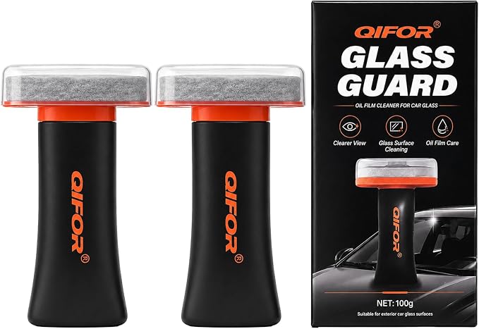 QIFOR Oil Film Remover for Car Windshields and Windows, Automotive Glass Cleaner for Oil Residue & Road Grime, Improves Visibility & Safe Driving (2 PCS)