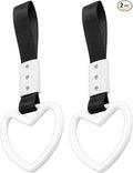 2PCS Heart Shaped Car Handle Straps, Rear Bumper Warning Keychain Ring for Car Exterior Accessories (White)