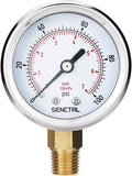 0-100 Psi Pressure Gauge, 2" Dial Size, 1/4 NPT Lower Mount, Waterproof, Stainless Steel Case, for Water Filter Well Pump Air Tire Low Pressure Test