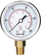 0-100 Psi Pressure Gauge, 2" Dial Size, 1/4 NPT Lower Mount, Waterproof, Stainless Steel Case, for Water Filter Well Pump Air Tire Low Pressure Test