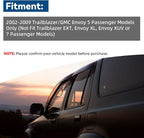 4pcs Window Visors Compatible with 2002-2009 Trailblazer Envoy 5 Passenger Models Front+Rear Smoke Sun/Rain Guard Outside Mount Tape-On
