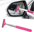 Car Rearview Mirror Wiper, American Flag Telescopic Auto Mirror Squeegee Cleaner, Glass Mist Cleaning Tool with Retractable 98cm Handle, Portable Car Windows Water Removal (Pink/Red Flag)